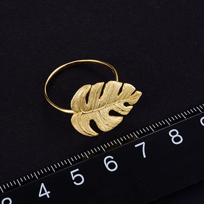 Anillo Ajustable Hojas de Monstera - Oro 18K y Plata de ley 925