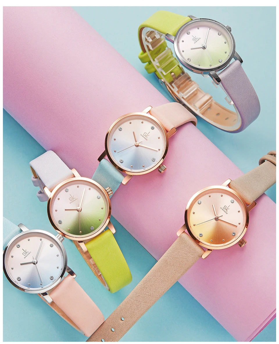 Reloj Elegante de Cuero Colorido SHENGKE - K8029