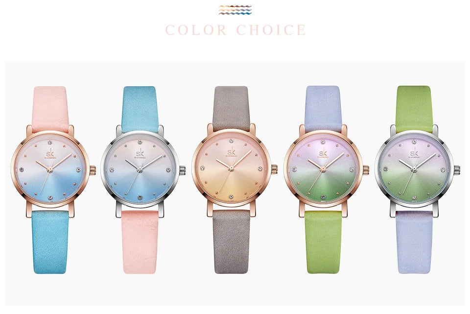 Reloj Elegante de Cuero Colorido SHENGKE - K8029