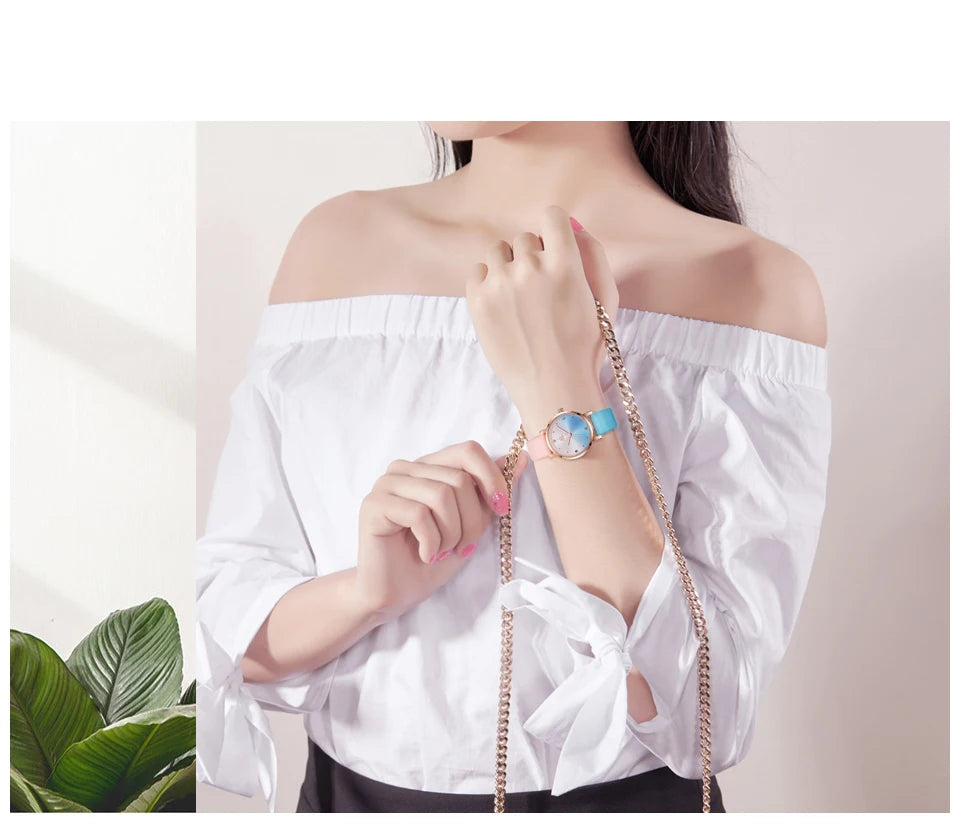 Reloj Elegante de Cuero Colorido SHENGKE - K8029