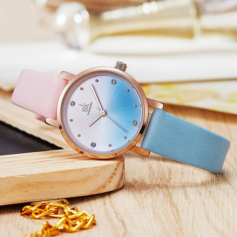 Reloj Elegante de Cuero Colorido SHENGKE - K8029