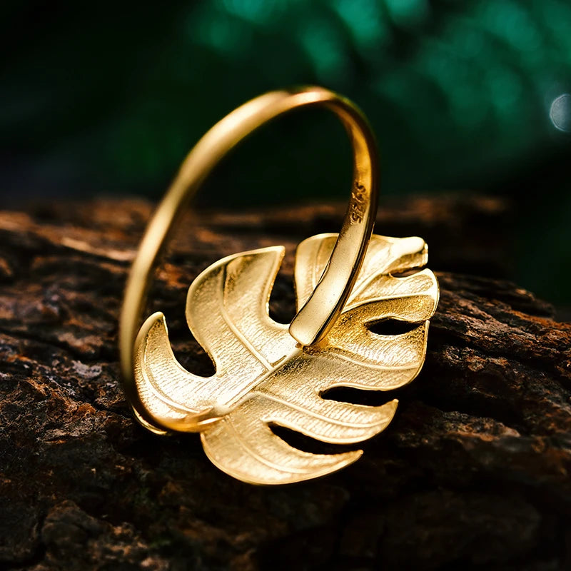 Anillo Ajustable Hojas de Monstera - Oro 18K y Plata de ley 925