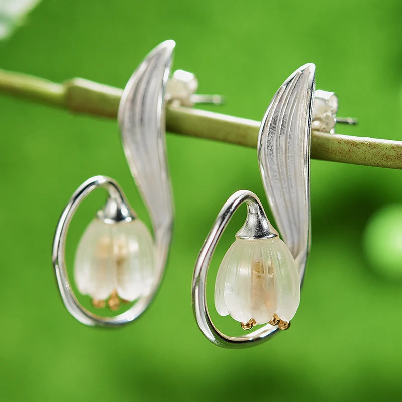 Conjunto de Joyas con Flores de Lirio de Los Valles - Plata de Ley 925