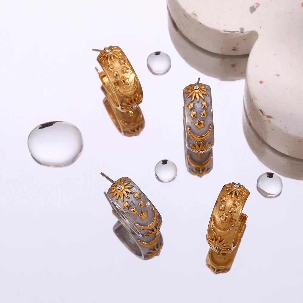 Pendientes de Aro Geométricos con Circonitas
