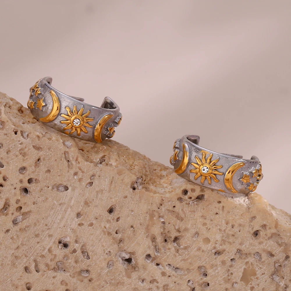 Pendientes de Aro Geométricos con Circonitas