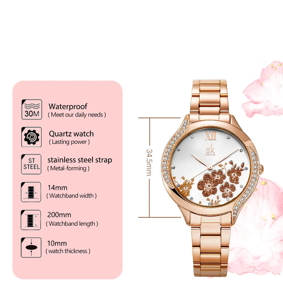 Reloj de Pulsera de Oro Rosa SHENGKE - K0172