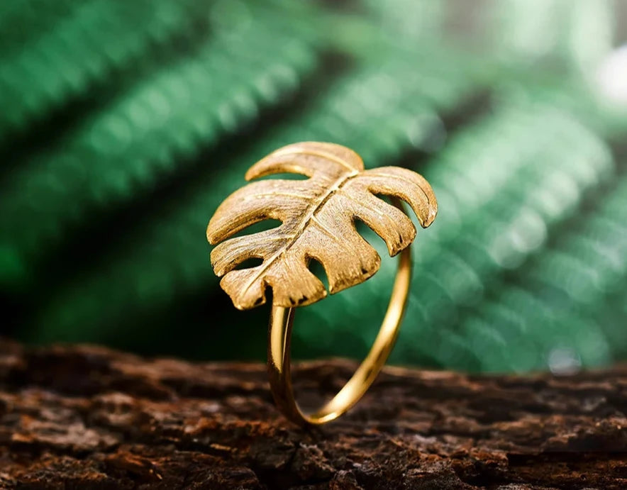 Anillo Ajustable Hojas de Monstera - Oro 18K y Plata de ley 925