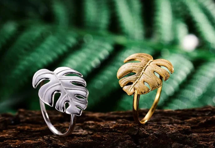 Anillo Ajustable Hojas de Monstera - Oro 18K y Plata de ley 925